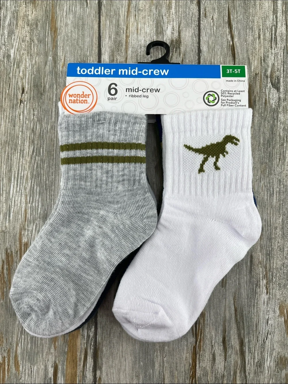 Toddler Mid-Crew Socks 6-Pack Size 3T-5T